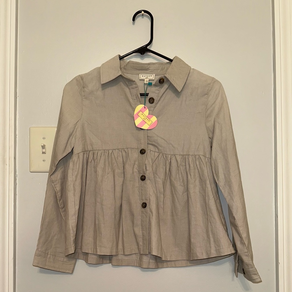 Hayden Girls Beige Button-Up Shirt